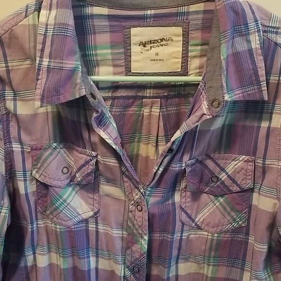 Arizona Jean Company Purple, Blue and Green Flanne - Picture 3 of 5